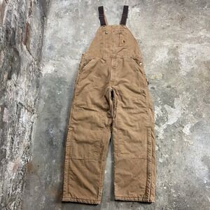 Vintage Carhartt Bibs Size 40x32 R27 Brown Duck Made In US Double Knee Insulated